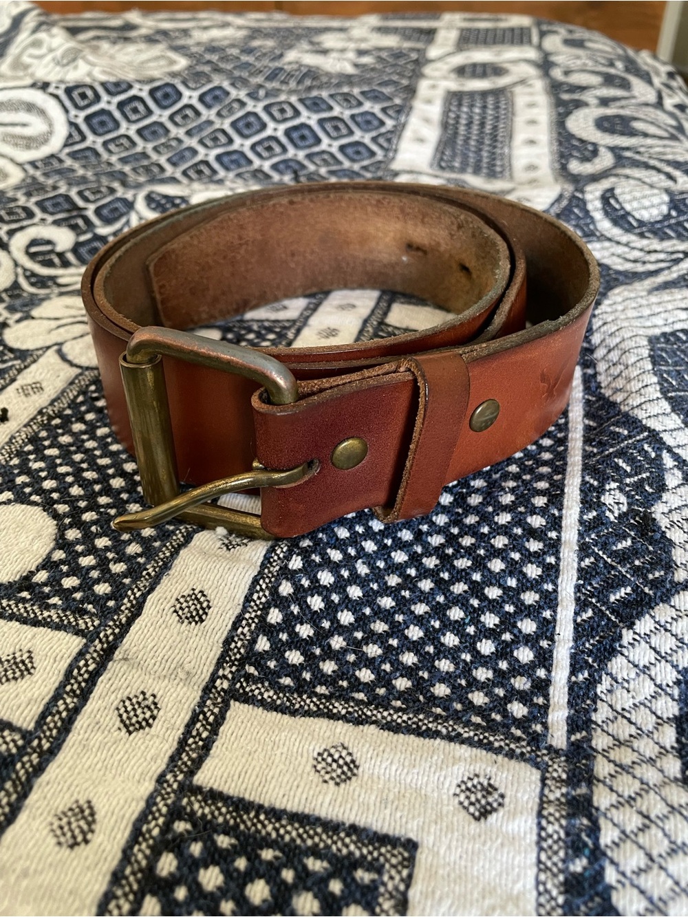 Saddle brown American eagle leather belt